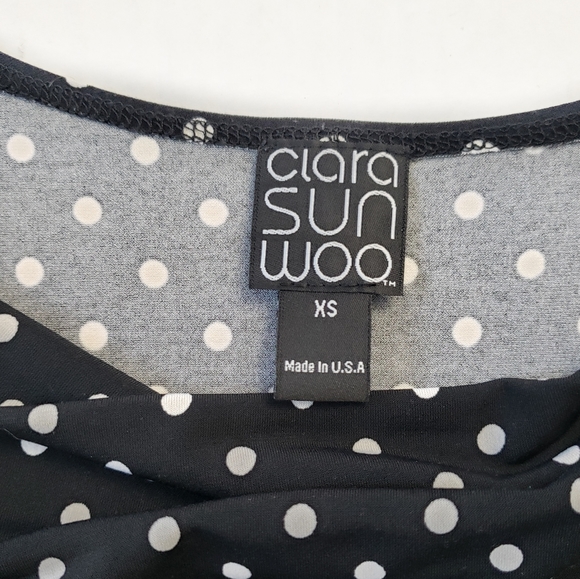 ⚪2/$20 Clara Sun Woo Polka Dot Drape Neck Top - Picture 5 of 8
